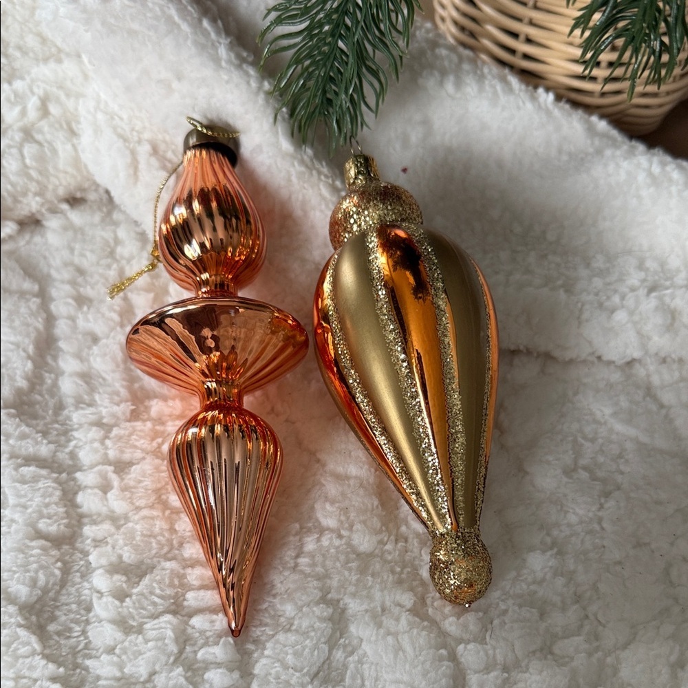 Vintage Gold and Copper Holiday Ornaments - Picture 2 of 4